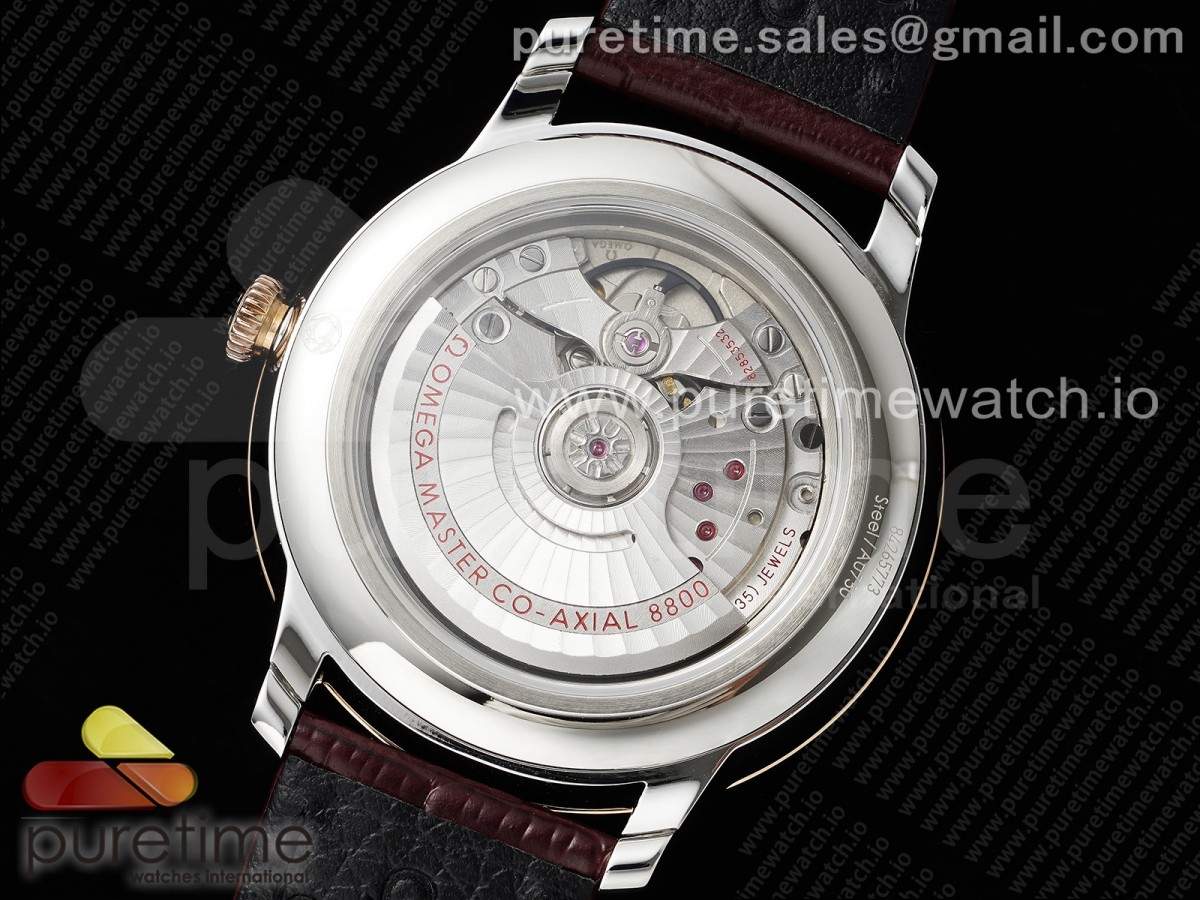 De Ville Date RG MKF 1:1 Best Edition Brown Textured Dial Diamonds Marker on Brown Leather Strap A8800 - Image 17