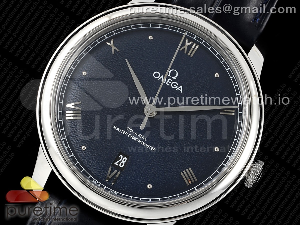 De Ville Date SS MKF 1:1 Best Edition Deep Blue Dial on Black Leather Strap A8800