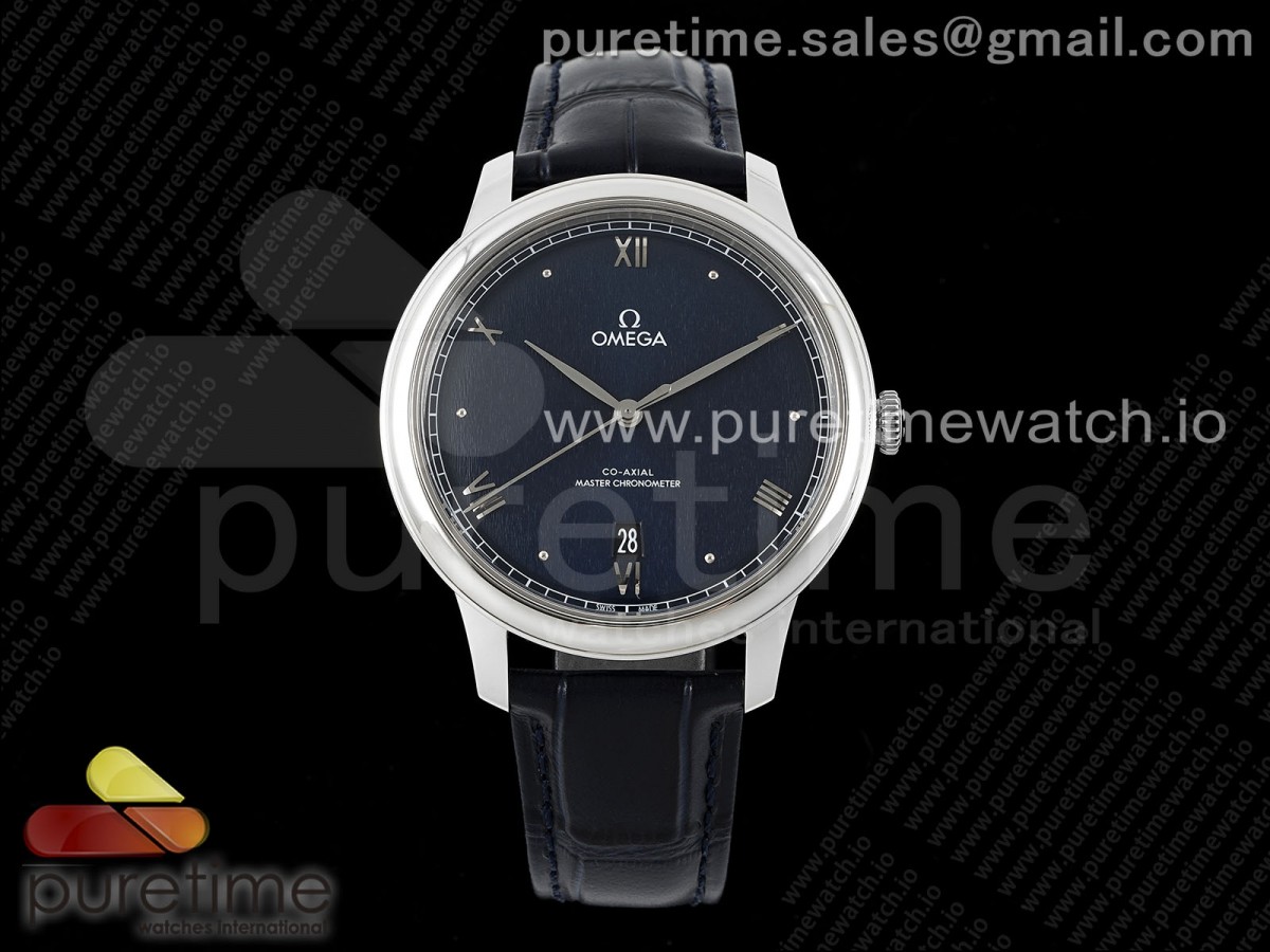 De Ville Date SS MKF 1:1 Best Edition Deep Blue Dial on Black Leather Strap A8800 - Image 3