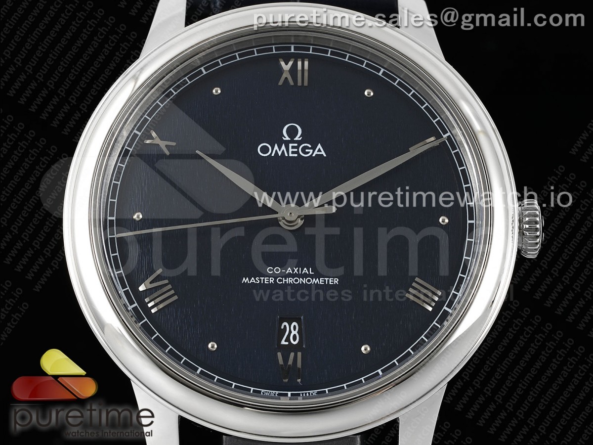 De Ville Date SS MKF 1:1 Best Edition Deep Blue Dial on Black Leather Strap A8800 - Image 5