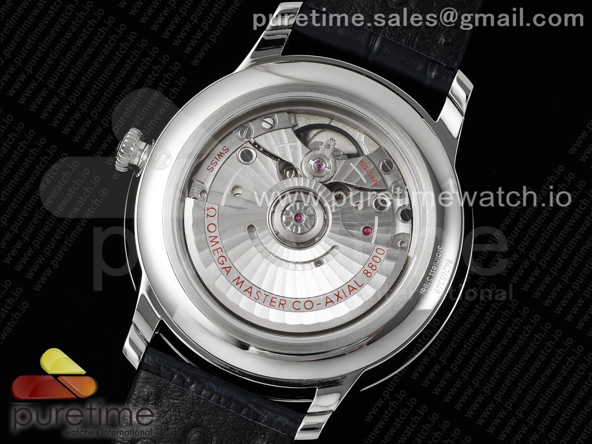 De Ville Date SS MKF 1:1 Best Edition Deep Blue Dial on Black Leather Strap A8800 - Image 4