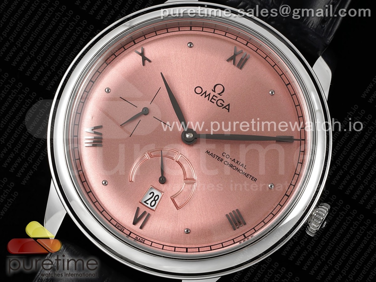 De Ville Power Reserve SS MKF 1:1 Best Edition Pink Dial on Black Leather Strap A8810