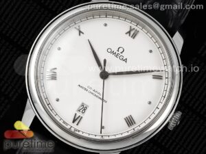 De Ville Date SS MKF 1:1 Best Edition White Dial on Black Leather Strap A8800