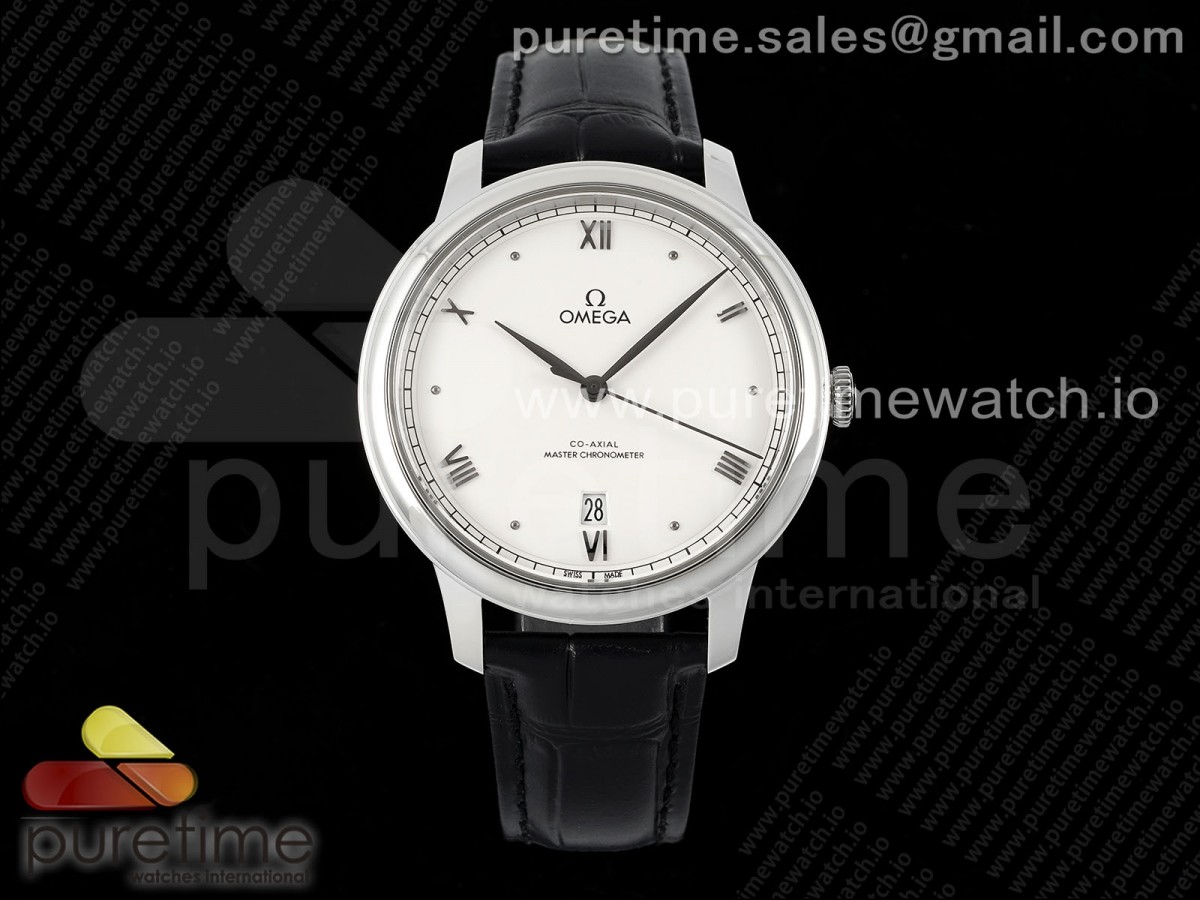 De Ville Date SS MKF 1:1 Best Edition White Dial on Black Leather Strap A8800 - Image 2