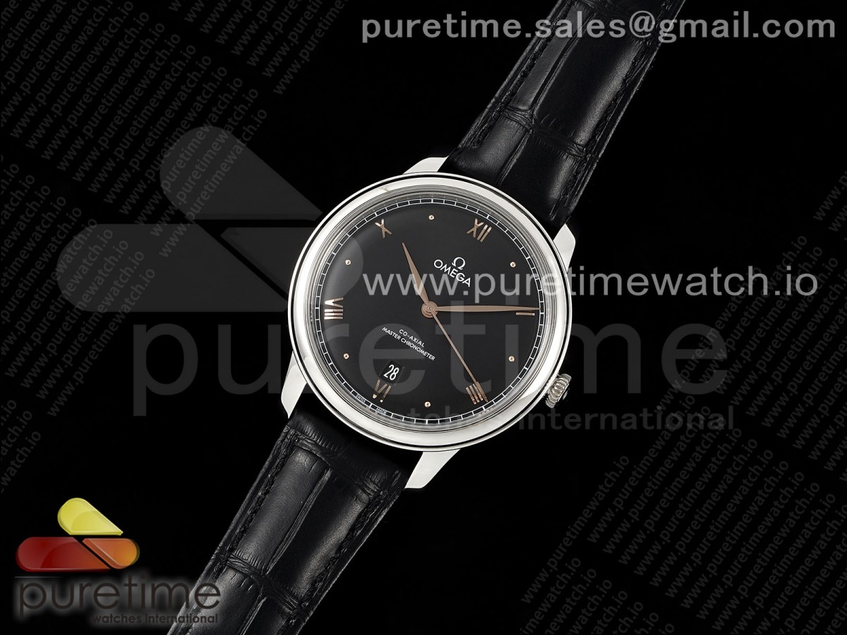 De Ville Date SS MKF 1:1 Best Edition Black Dial on Black Leather Strap A8800 - Image 3