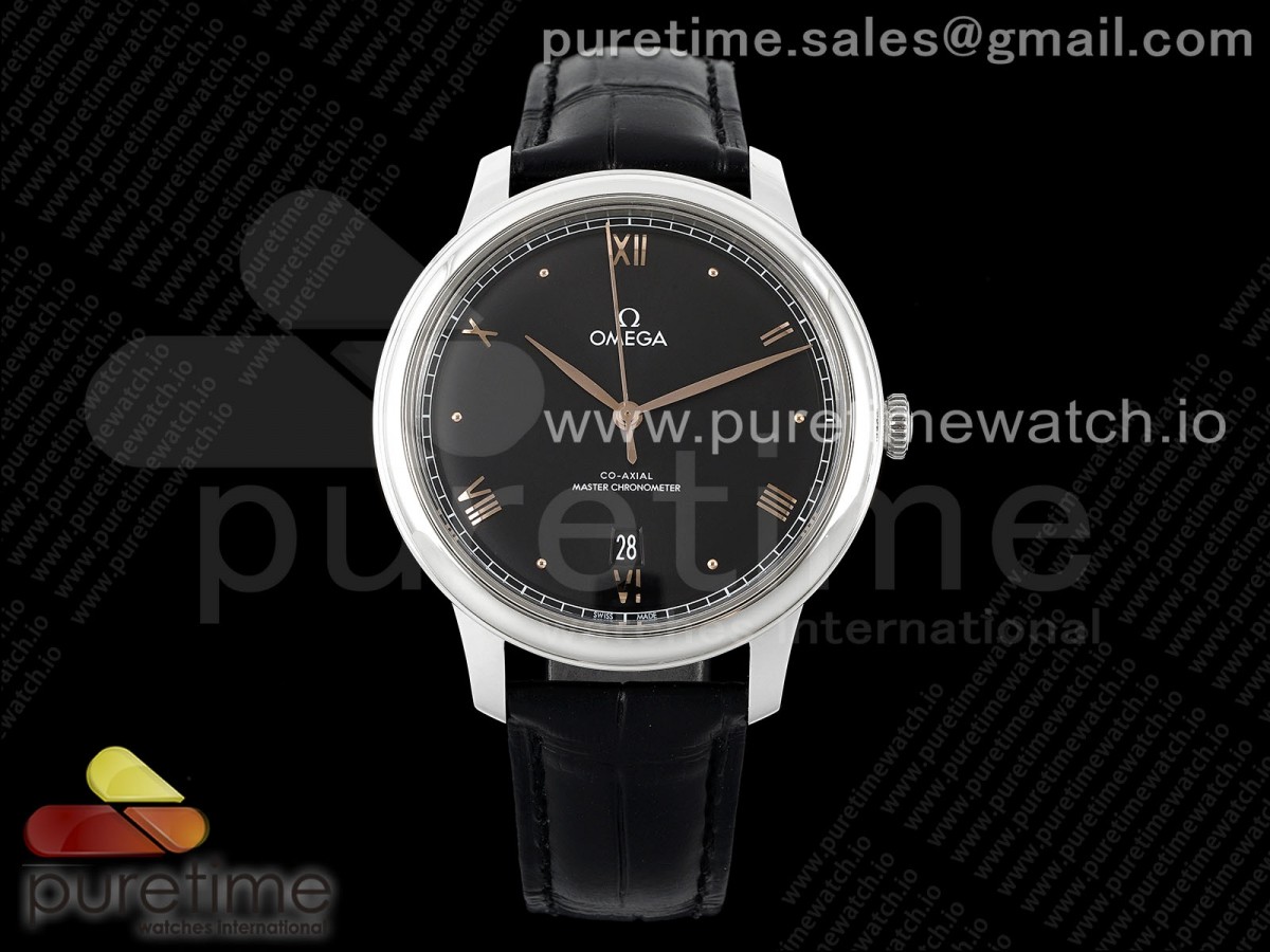 De Ville Date SS MKF 1:1 Best Edition Black Dial on Black Leather Strap A8800 - Image 2
