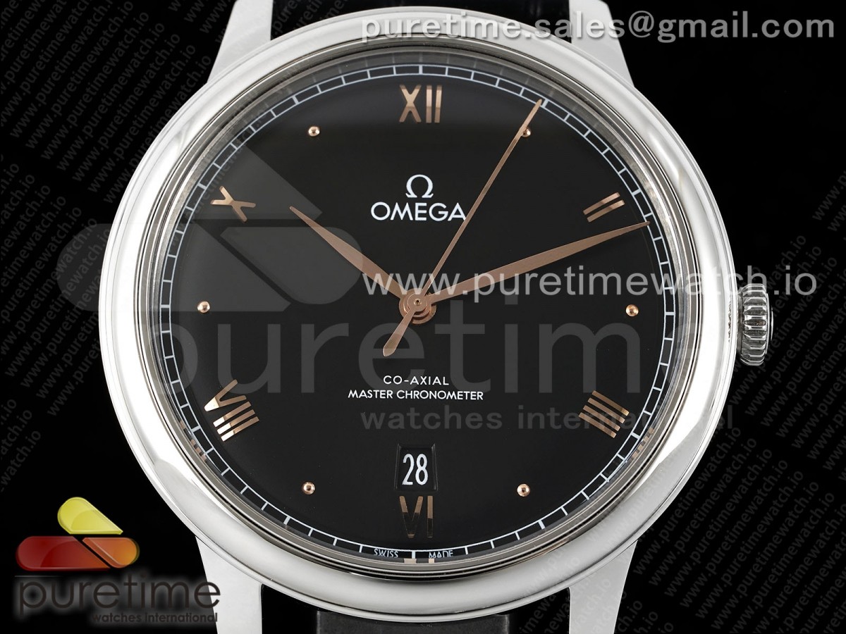 De Ville Date SS MKF 1:1 Best Edition Black Dial on Black Leather Strap A8800 - Image 4