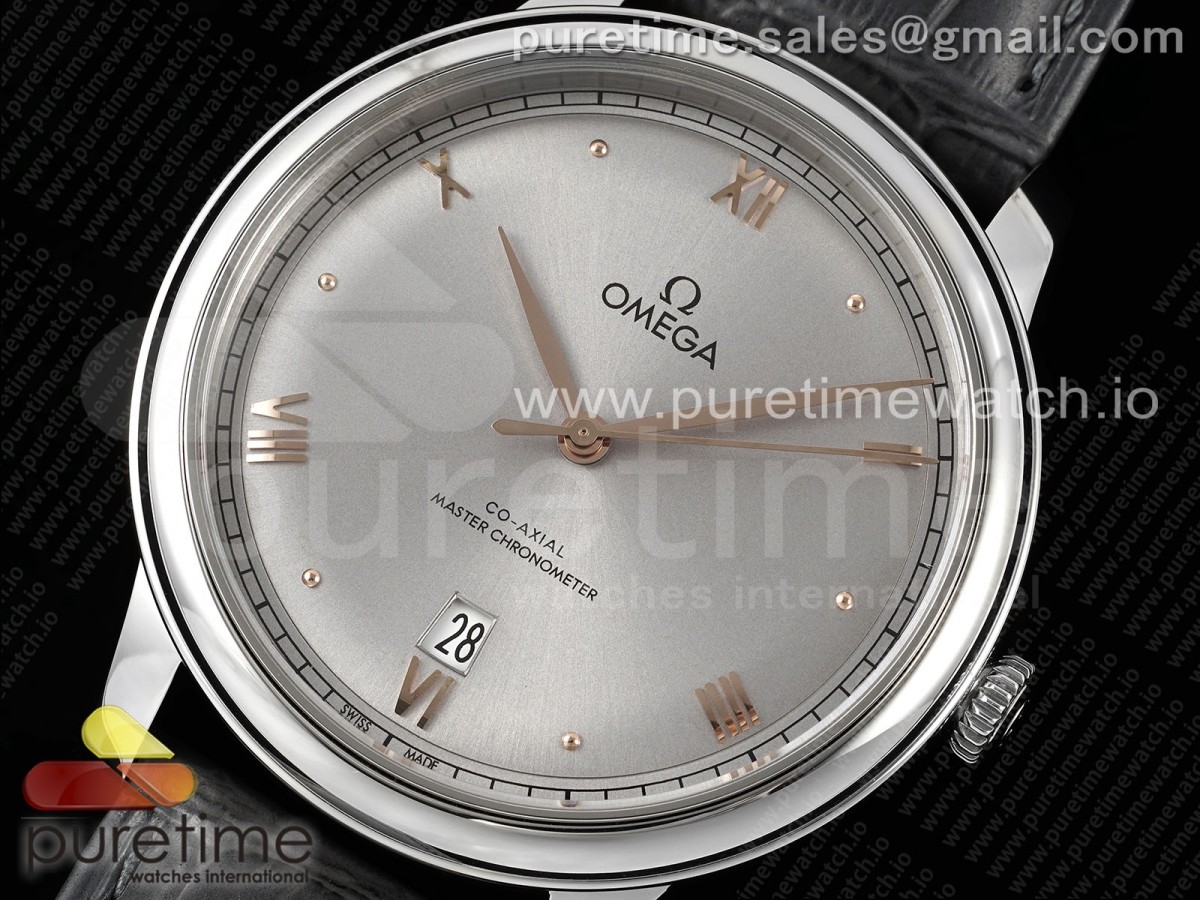 De Ville Date SS MKF 1:1 Best Edition Gray Dial on Gray Leather Strap A8800