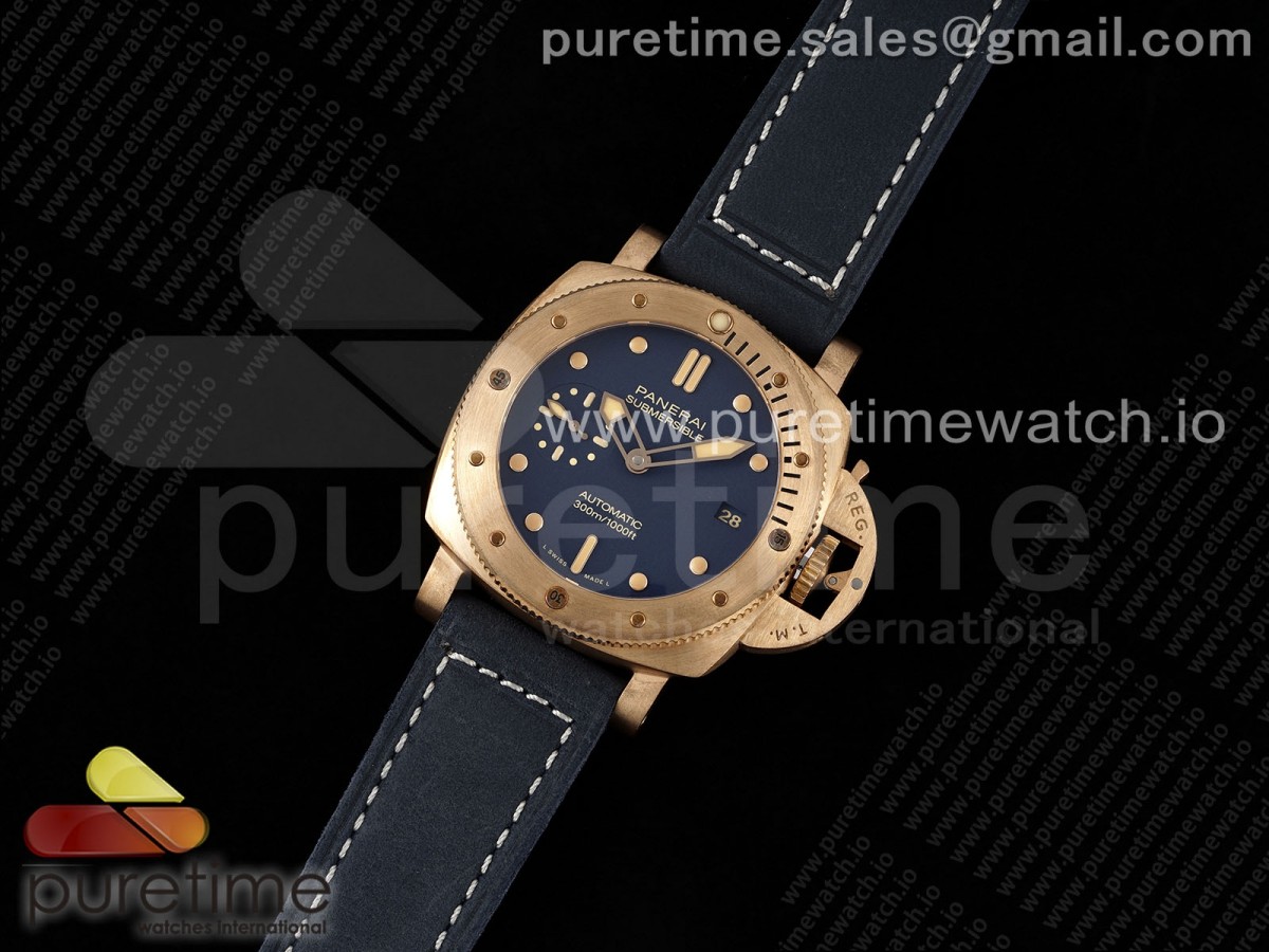 PAM1074 W Bronzo VSF 1:1 Best Edition Blue Dial on Blue Calfskin Strap P.900 Clone - Image 13