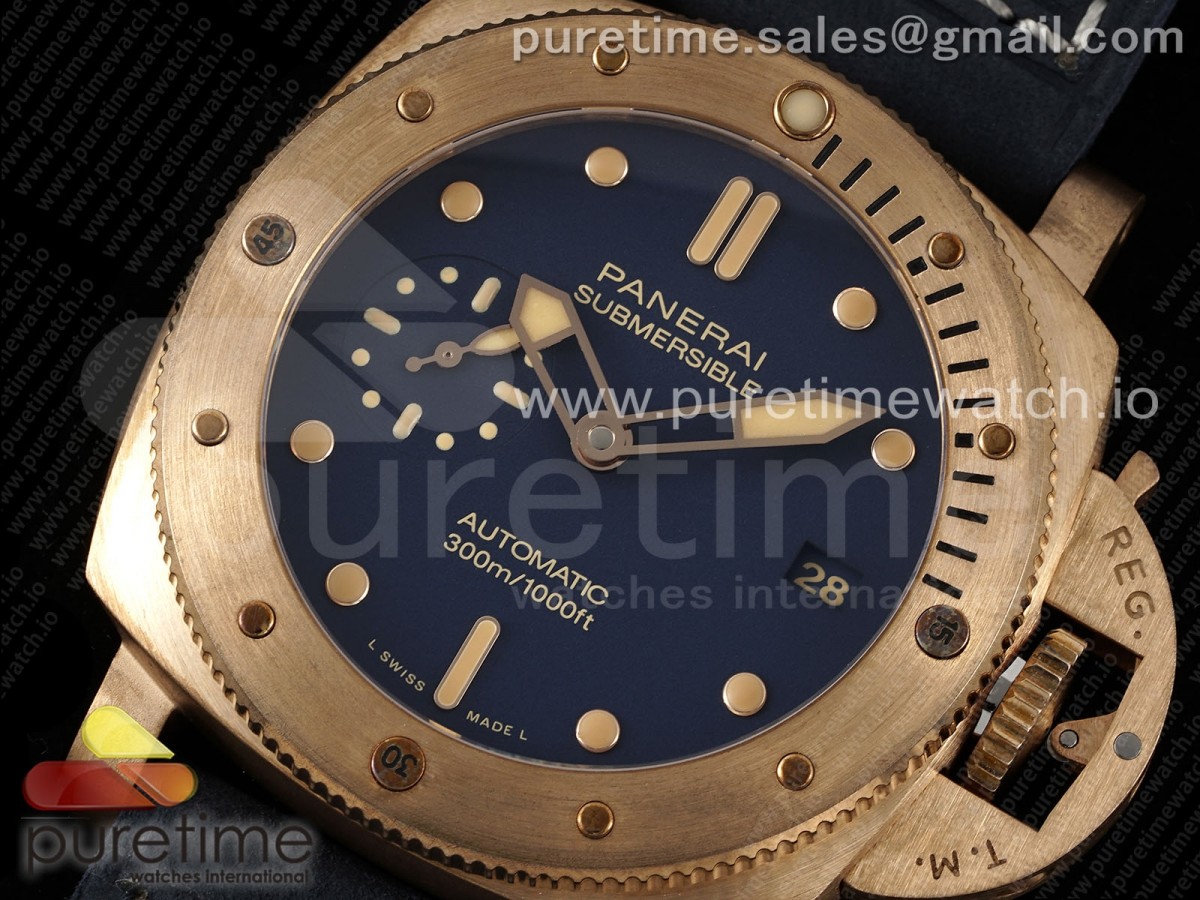 PAM1074 W Bronzo VSF 1:1 Best Edition Blue Dial on Blue Calfskin Strap P.900 Clone