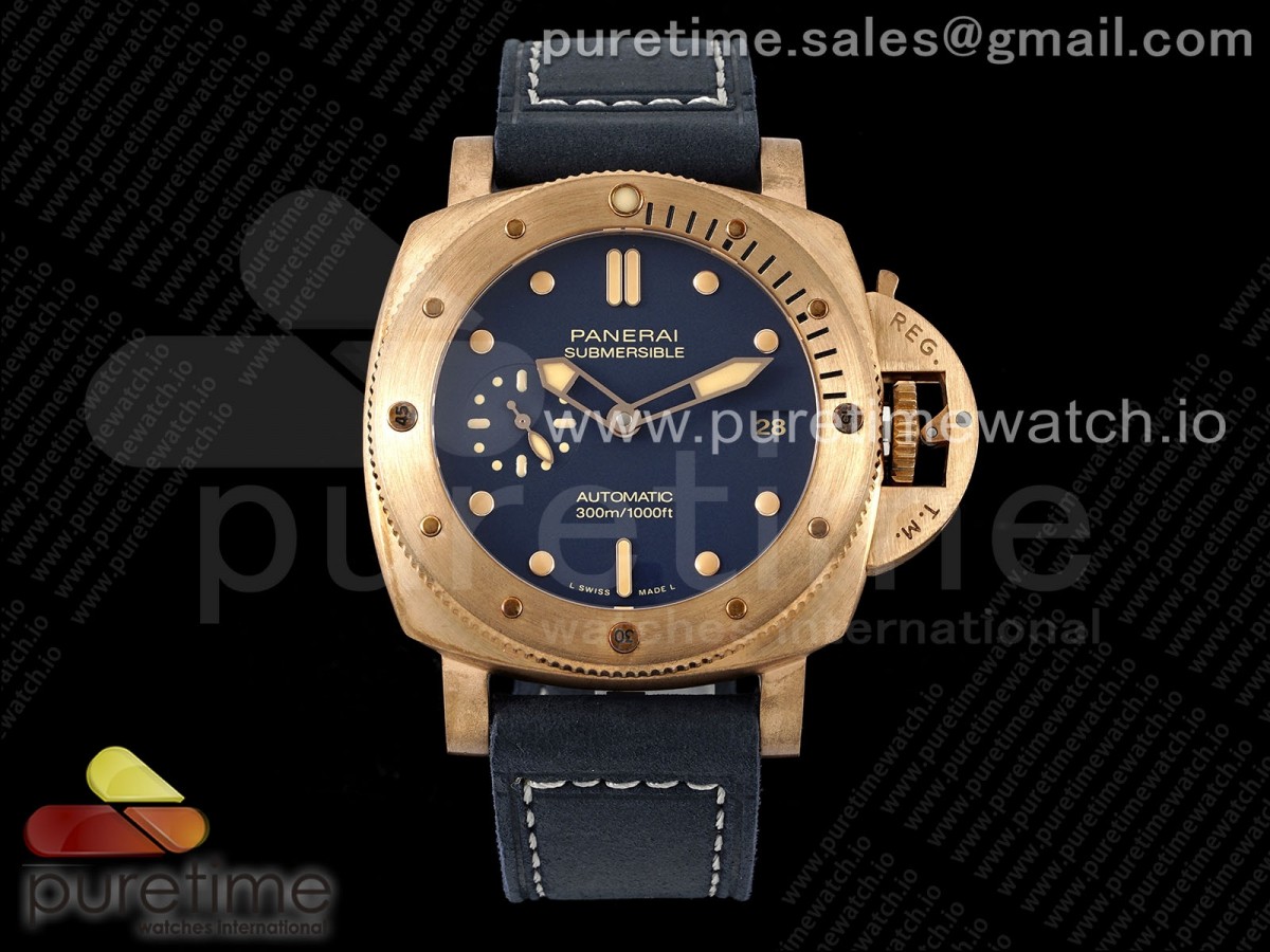 PAM1074 W Bronzo VSF 1:1 Best Edition Blue Dial on Blue Calfskin Strap P.900 Clone - Image 7