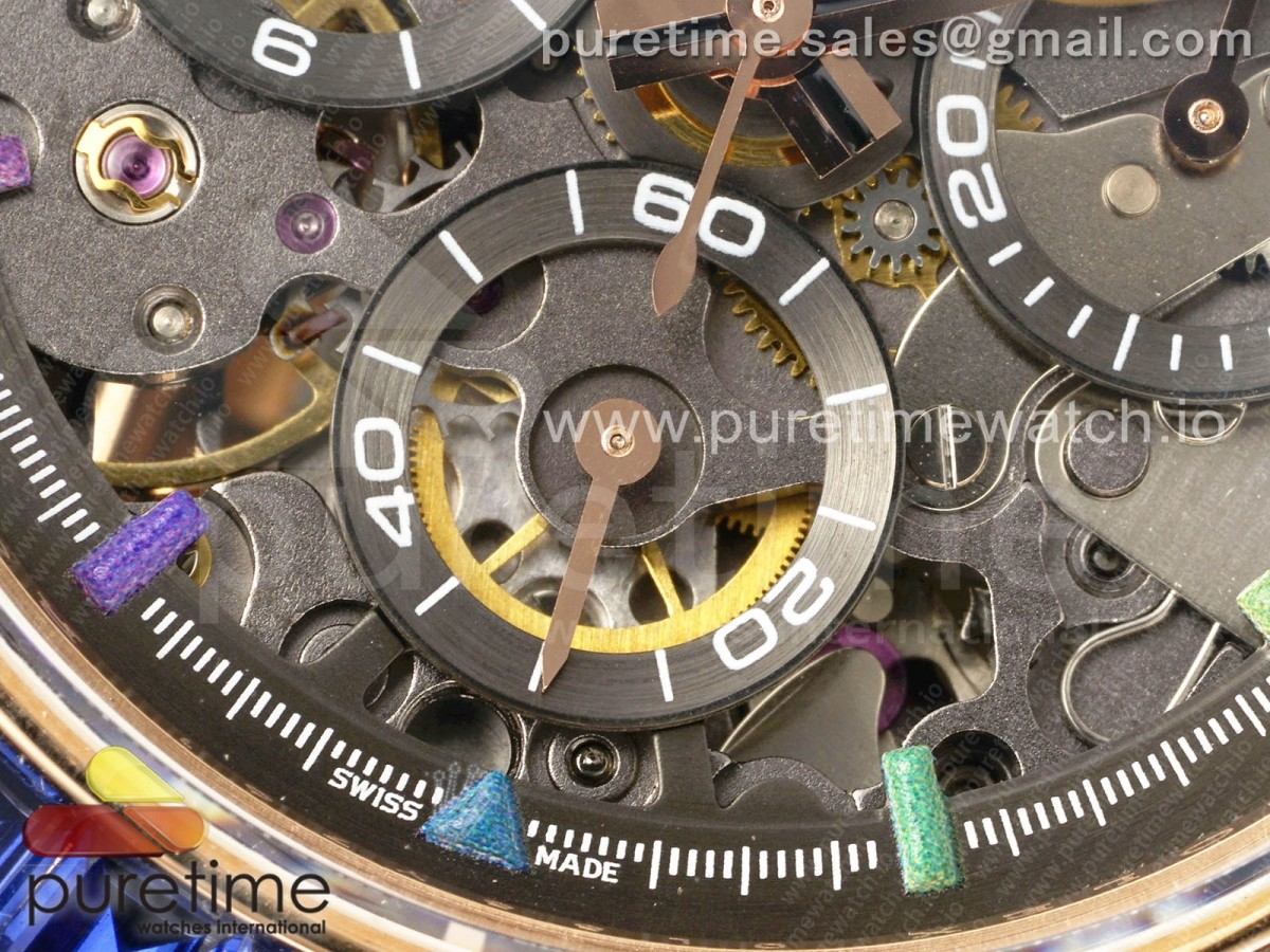 Blaken Daytona RG Rainbow Bezel GETF Best Edition Skeleton Dial on RG Bracelet SA4130 - Image 11