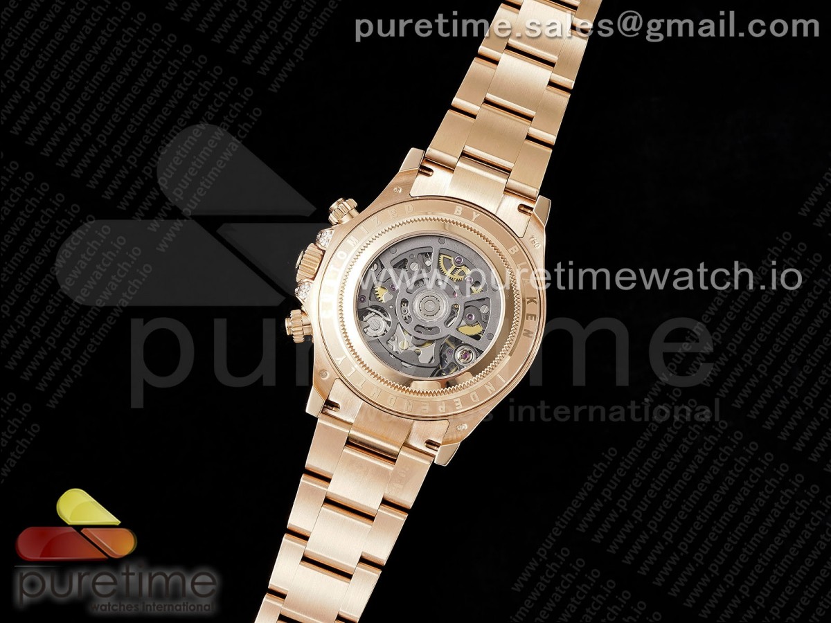 Blaken Daytona RG Rainbow Bezel GETF Best Edition Skeleton Dial on RG Bracelet SA4130 - Image 4