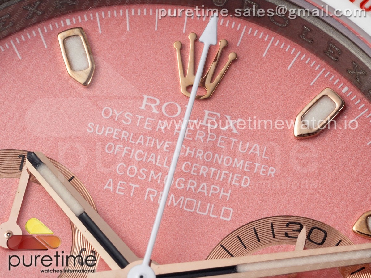 Daytona AET White Solid Ceramic Case and Bracelet Pink Dial Clean 1:1 Best Edition SA4130 - Image 12