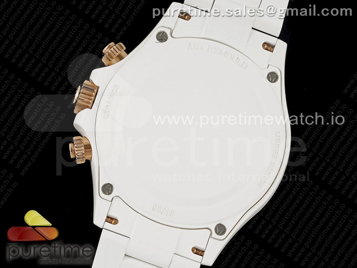 Daytona AET White Solid Ceramic Case and Bracelet Pink Dial Clean 1:1 Best Edition SA4130 - Image 2