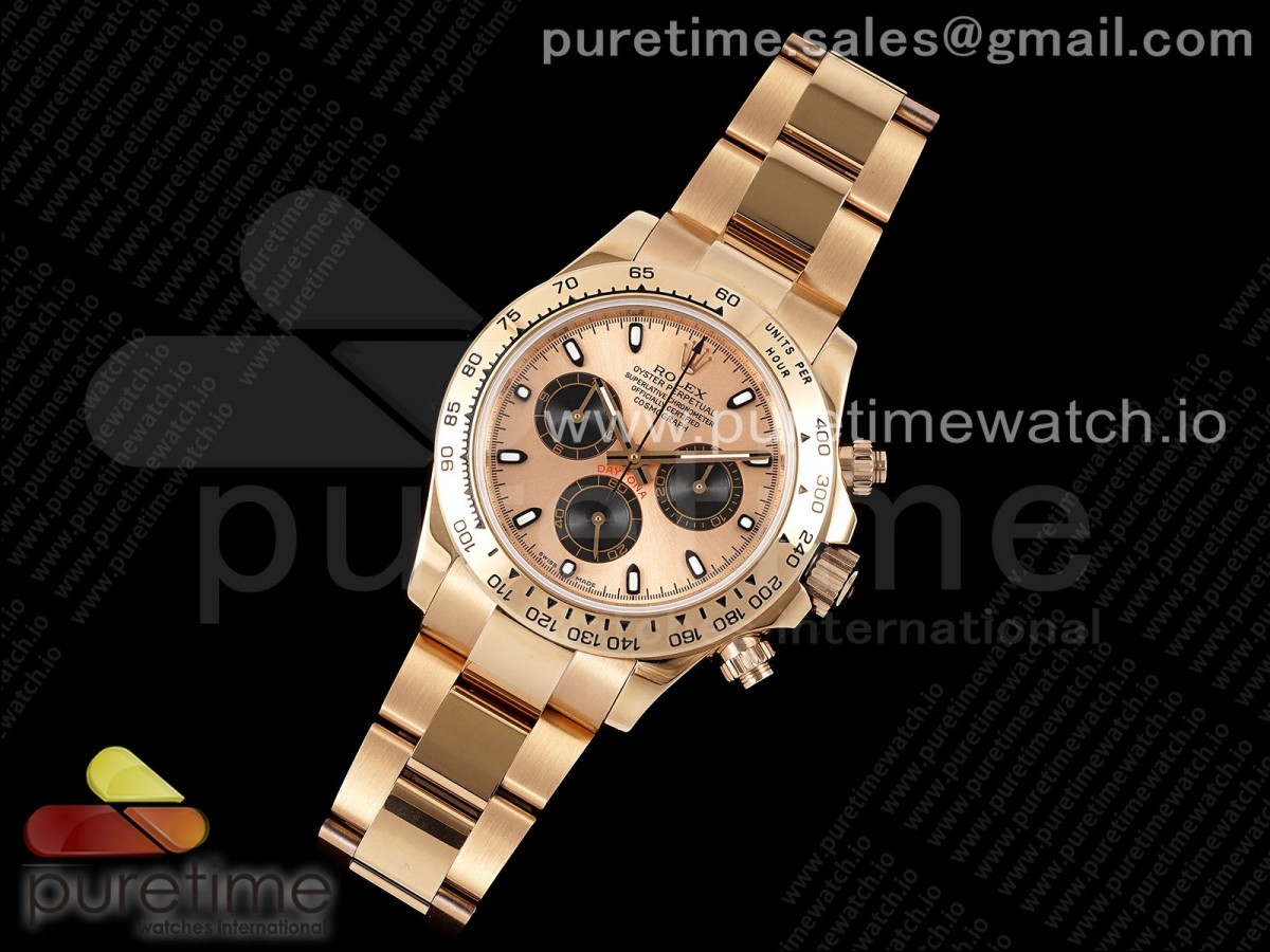 Daytona 116505 RG OMF RG/Esfera negra en la pulsera RG A7750 (Movimiento de Slim)