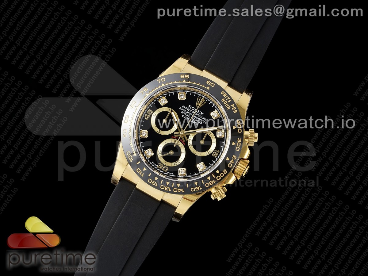 Daytona 116518 APSF 1:1 Best Edition Black Diamonds Dial on Oysterflex Rubber Strap SH4130 - Image 5