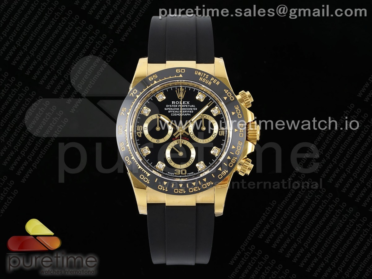 Daytona 116518 APSF 1:1 Best Edition Black Diamonds Dial on Oysterflex Rubber Strap SH4130 - Image 3
