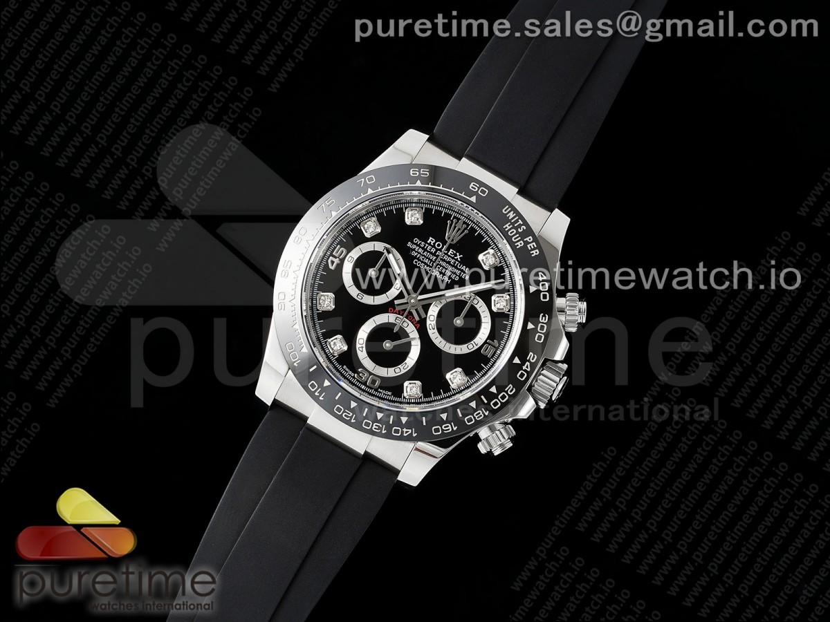 Daytona 116519 APSF 1:1 Best Edition Black Diamonds Dial on Oysterflex Rubber Strap SH4130 - Image 2