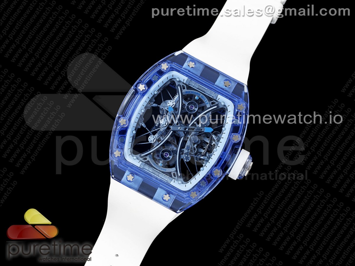 RM53-02 Blue Transparent Tourbillon RMF Best Edition Skeleton Dial on Transparent Rubber Strap V2 - Image 14