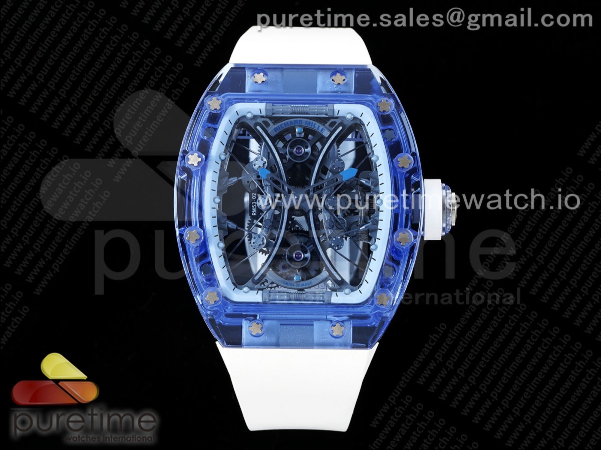 RM53-02 Blue Transparent Tourbillon RMF Best Edition Skeleton Dial on Transparent Rubber Strap V2 - Image 11