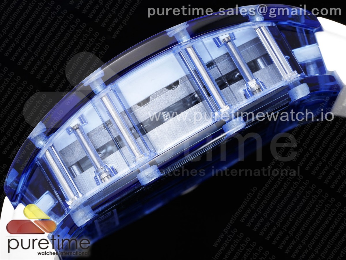RM53-02 Blue Transparent Tourbillon RMF Best Edition Skeleton Dial on Transparent Rubber Strap V2 - Image 3
