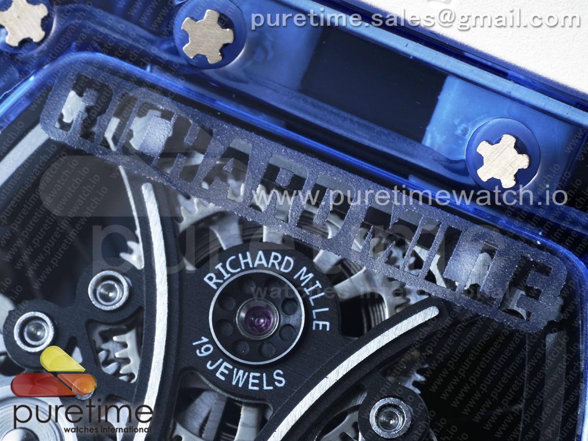 RM53-02 Blue Transparent Tourbillon RMF Best Edition Skeleton Dial on Transparent Rubber Strap V2 - Image 23