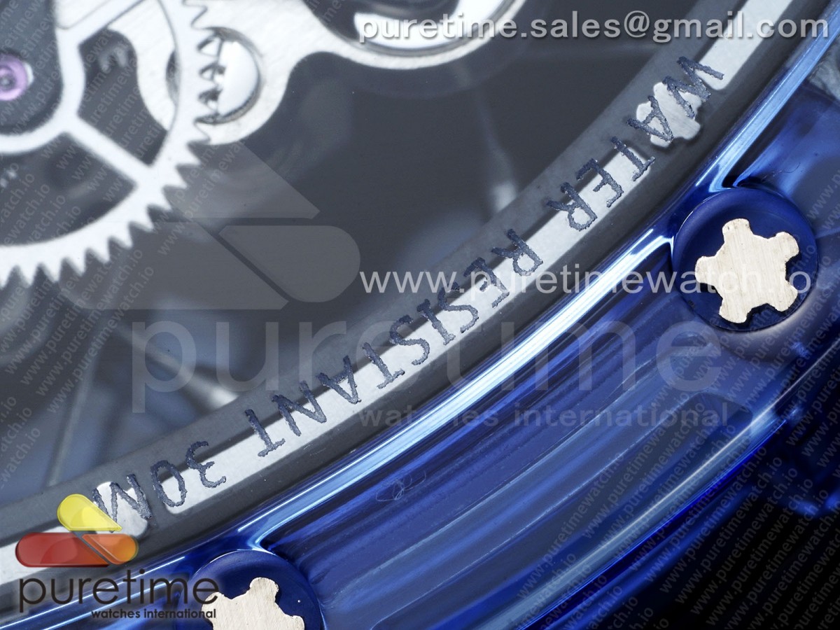 RM53-02 Blue Transparent Tourbillon RMF Best Edition Skeleton Dial on Transparent Rubber Strap V2 - Image 22