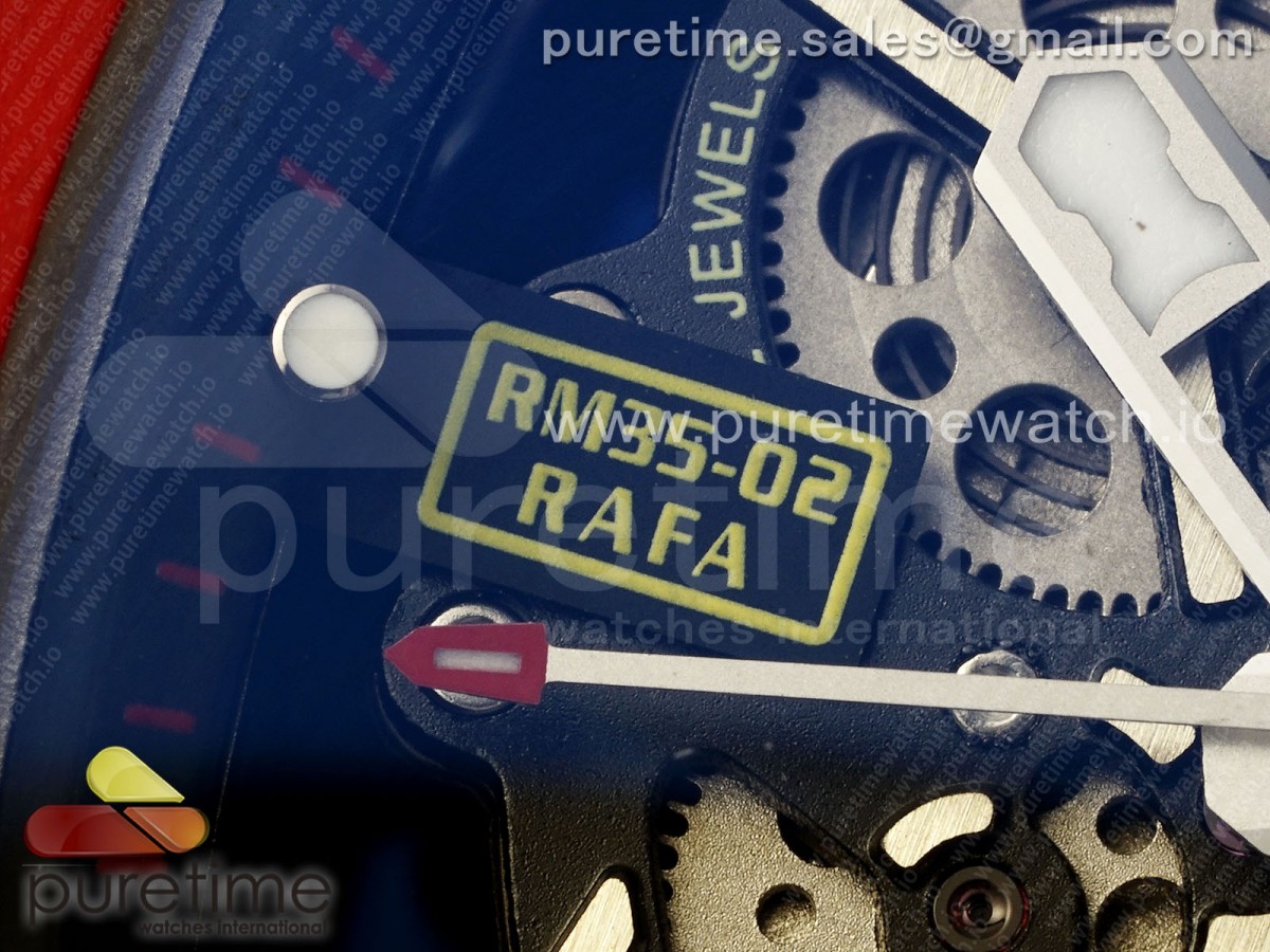 RM035-02 Red Carbon ZF 1:1 Best Edition Skeleton Dial on Black Rubber Strap NH05A V3+ - Image 10