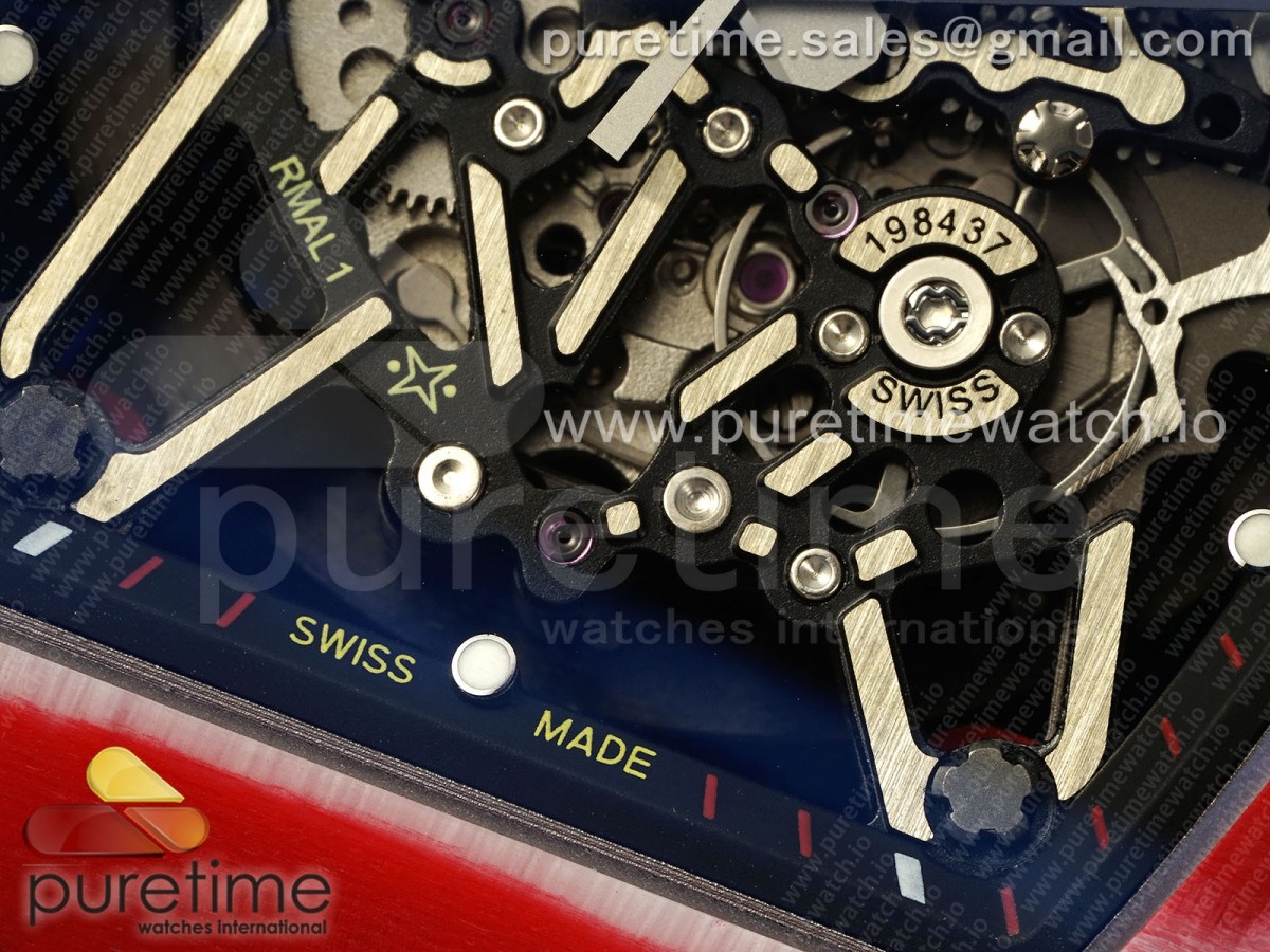 RM035-02 Red Carbon ZF 1:1 Best Edition Skeleton Dial on Black Rubber Strap NH05A V3+ - Image 8