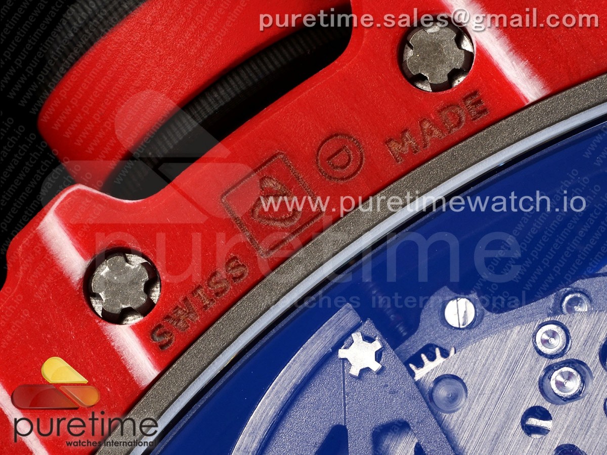 RM035-02 Red Carbon ZF 1:1 Best Edition Skeleton Dial on Black Rubber Strap NH05A V3+ - Image 22