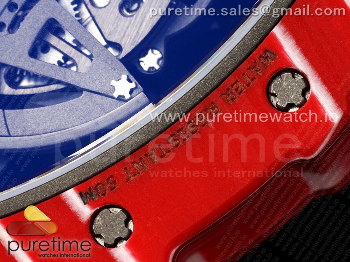 RM035-02 Red Carbon ZF 1:1 Best Edition Skeleton Dial on Black Rubber Strap NH05A V3+ - Image 23
