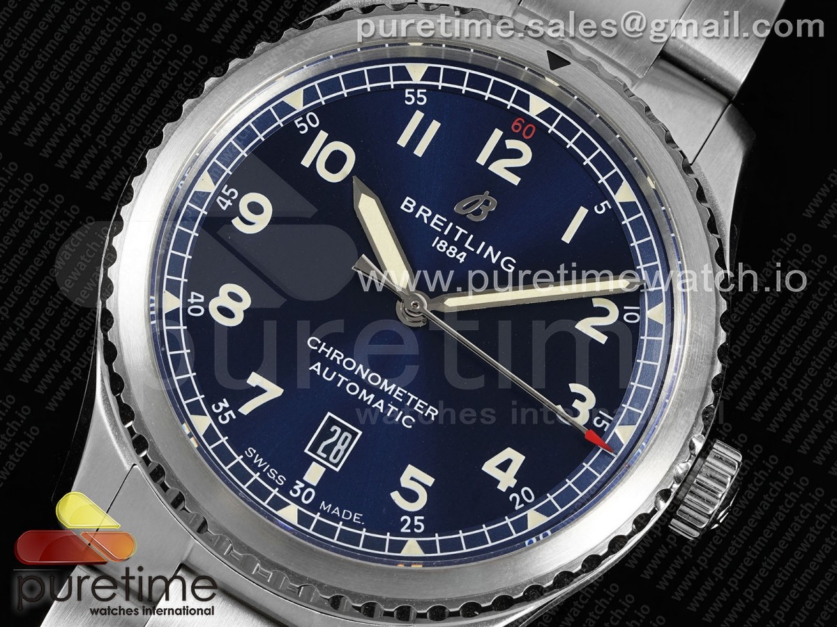 Navitimer 8 Automatic 41mm SS TF 1:1 Best Edition Blue Dial on SS Bracelet A2824