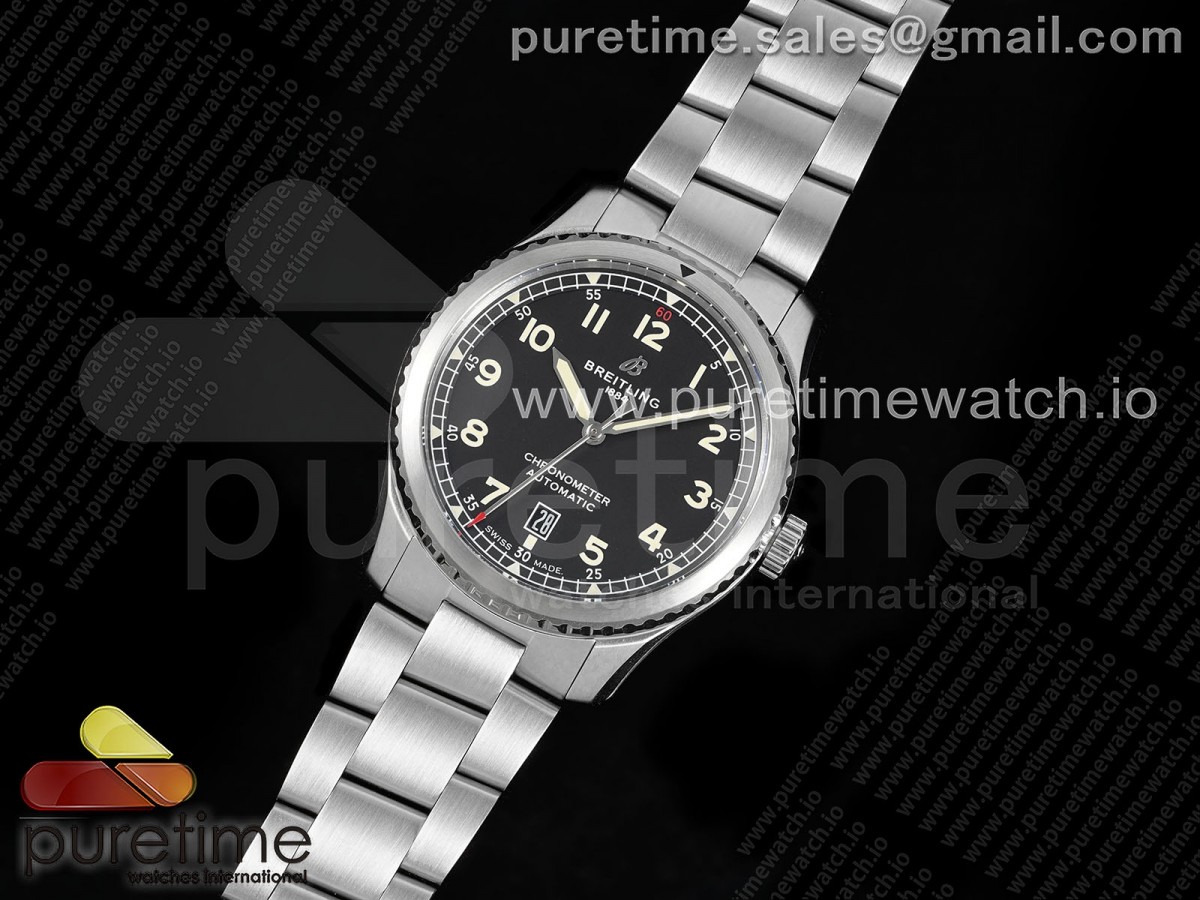 Navitimer 8 Automatic 41mm SS TF 1:1 Best Edition Black Dial on SS Bracelet A2824 - Image 2
