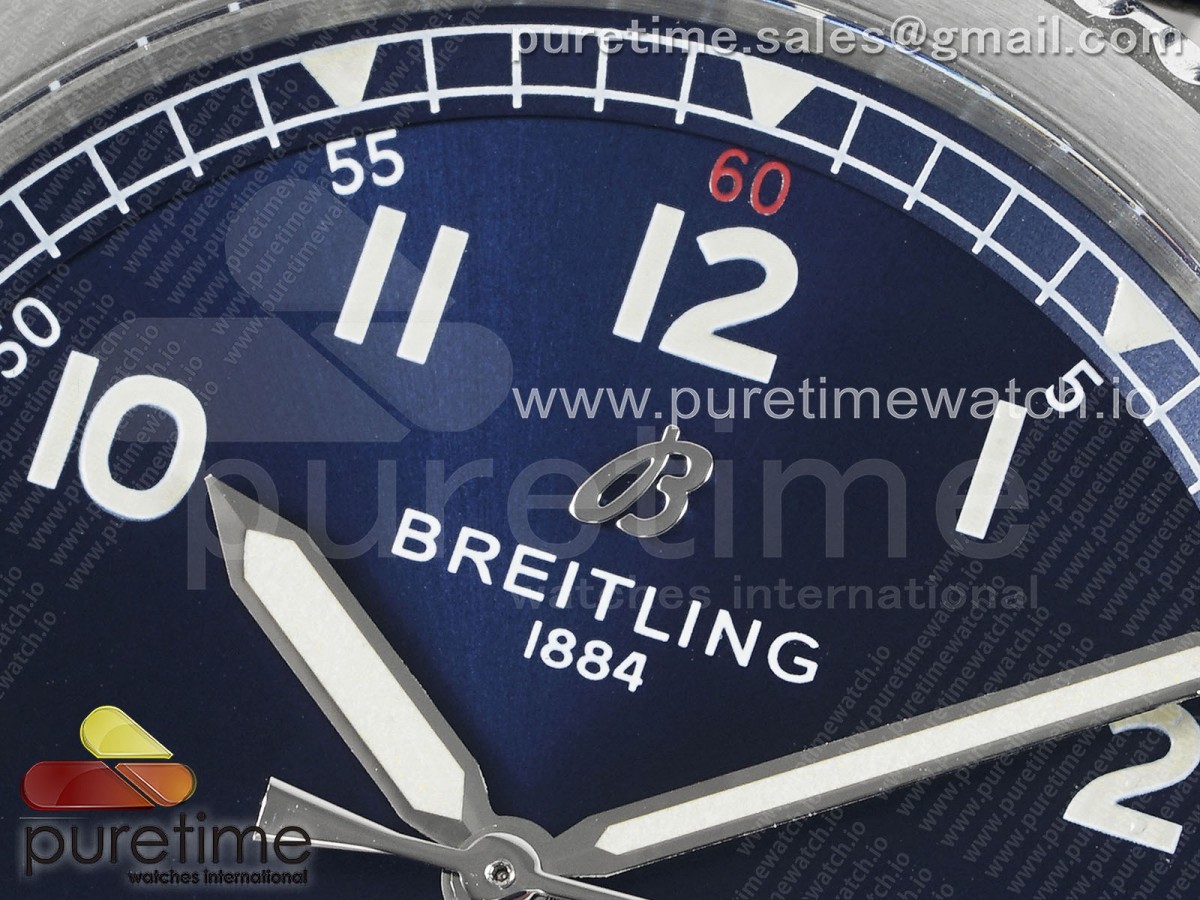 Navitimer 8 Automatic 41mm SS TF 1:1 Best Edition Blue Dial on Blue Leather Strap A2824 - Image 3