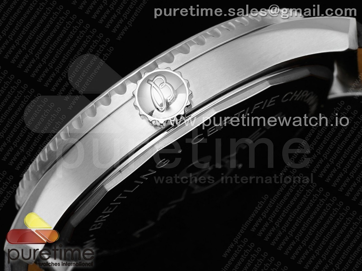 Navitimer 8 Automatic 41mm SS TF 1:1 Best Edition Black Dial on Black Leather Strap A2824 - Image 7