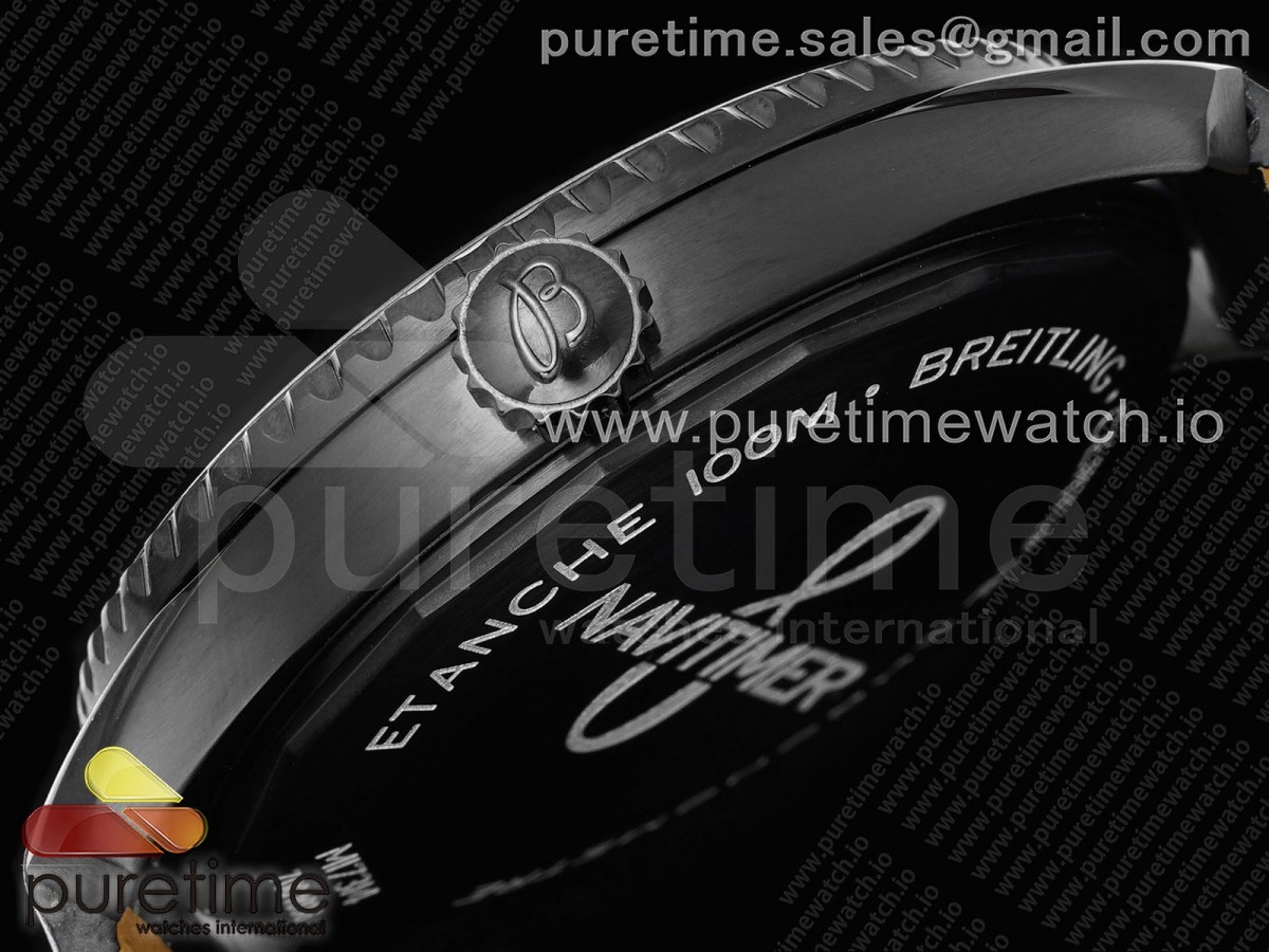 Navitimer 8 Automatic 41mm PVD TF 1:1 Best Edition Black Dial on Black Leather Strap A2824 - Image 11