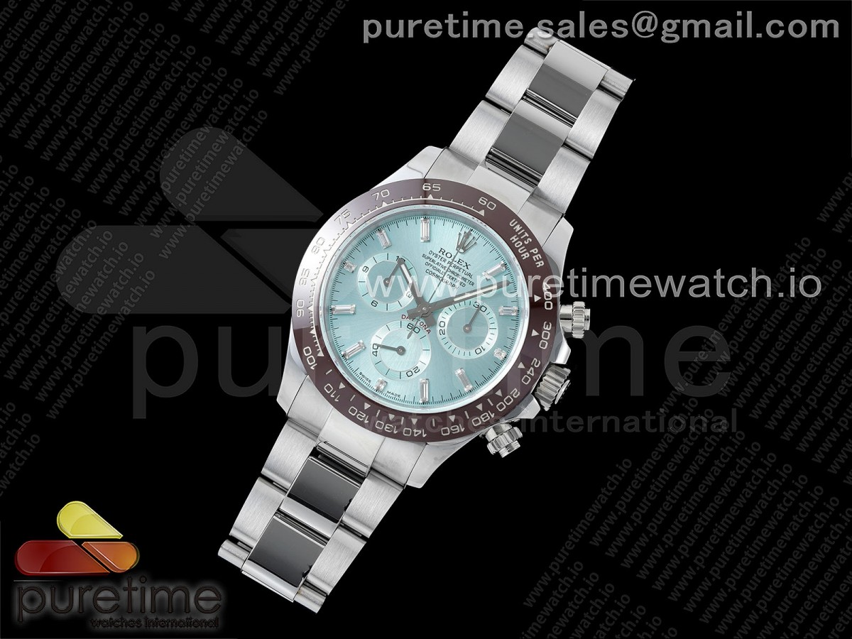 Daytona 116506 QF 1:1 Best Edition Ice Blue Dial Crystal Markers on SS Bracelet SH4130 V3 (Gain Weight) - Image 2