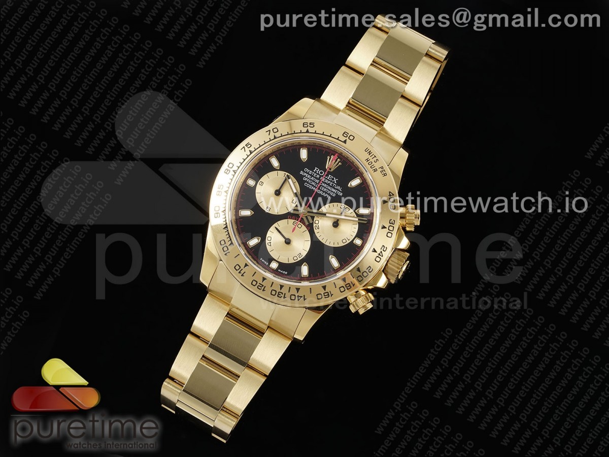 Daytona 116508 QF 1:1 Best Edition Black/YG Dial on YG Bracelet SH4130 V3 (Gain Weight) - Image 2