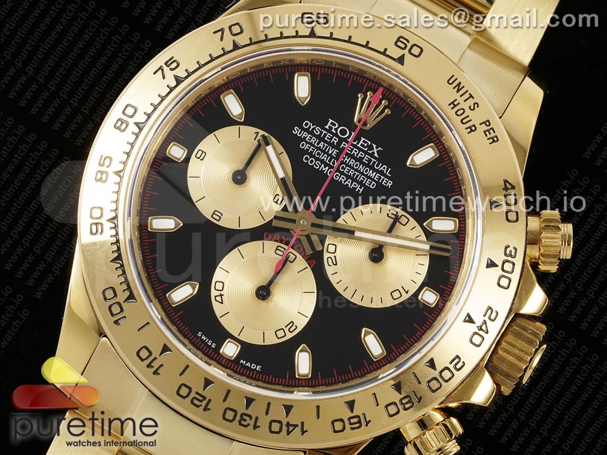 Daytona 116508 QF 1:1 Best Edition Black/YG Dial on YG Bracelet SH4130 V3 (Gain Weight)