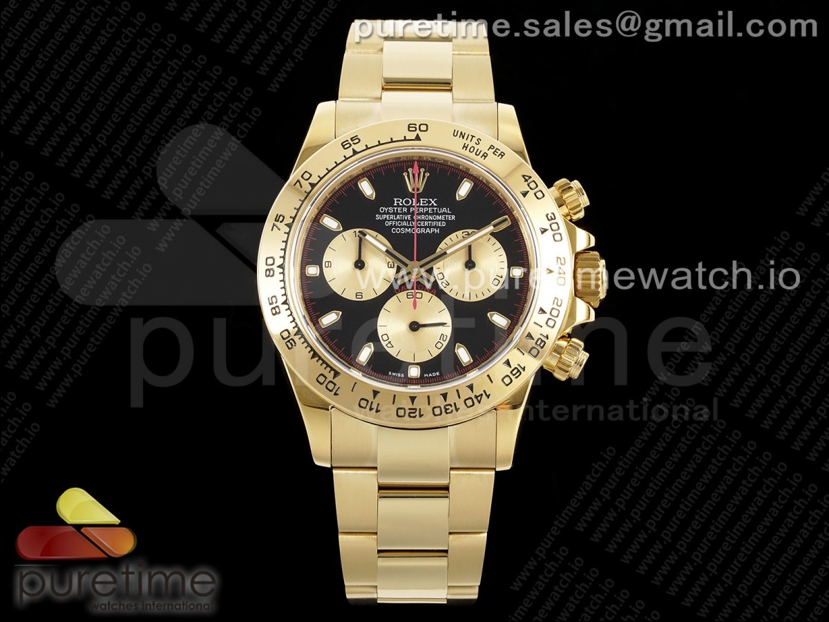 Daytona 116508 QF 1:1 Best Edition Black/YG Dial on YG Bracelet SH4130 V3 (Gain Weight) - Image 8