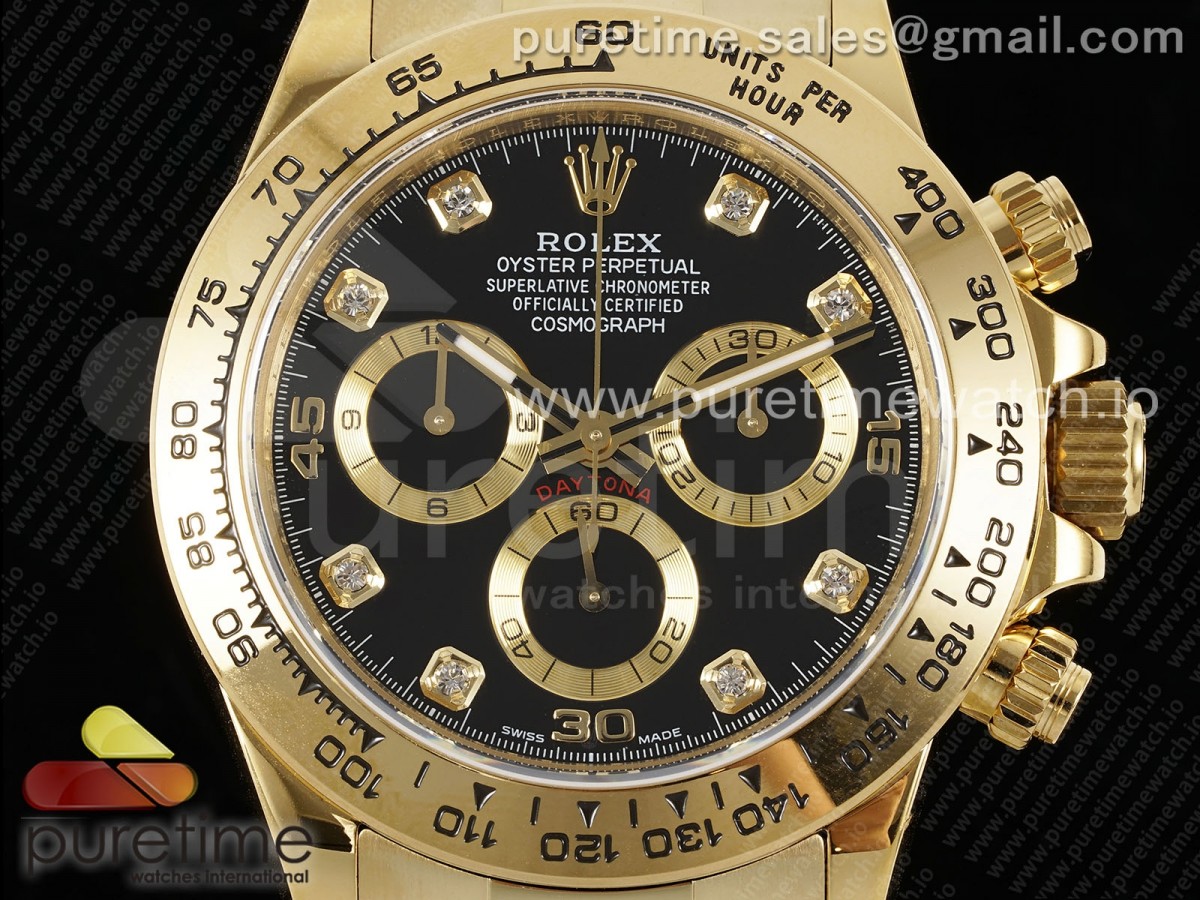 Daytona 116508 QF Cadran Diamants Noirs sur Bracelet en YG SH4130 V3 (Poids de Gain) – Image 8