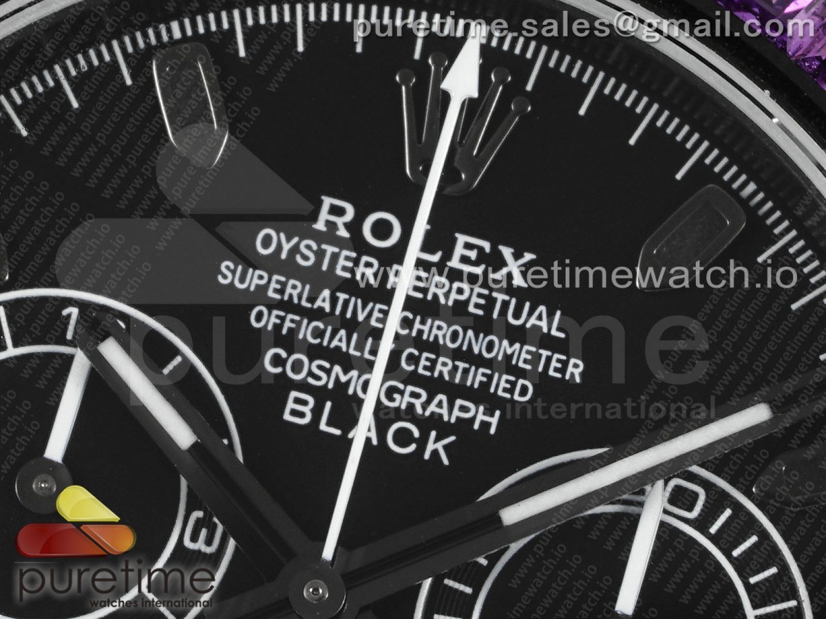 Daytona PVD Noob Best Edition Black Dial Purple Diamonds Bezel on PVD Bracelet SA4130 - Image 4
