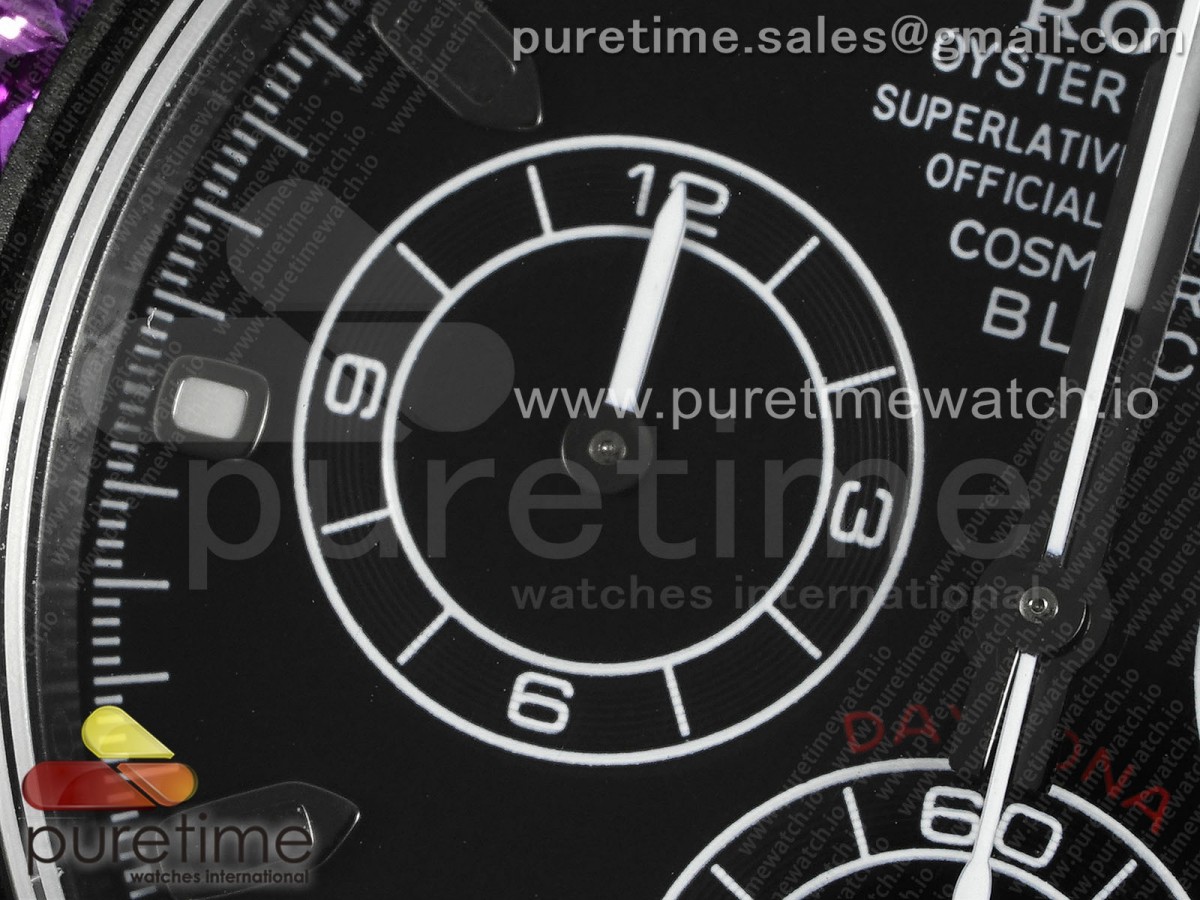 Daytona PVD Noob Best Edition Black Dial Purple Diamonds Bezel on PVD Bracelet SA4130 - Image 8