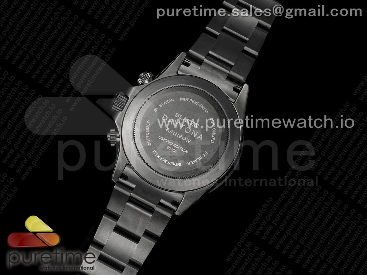 Daytona PVD Noob Best Edition Black Dial Purple Diamonds Bezel on PVD Bracelet SA4130 - Image 14