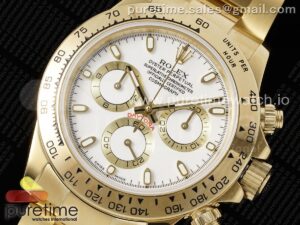 Daytona 116508 YG OMF Best Edition White Lume Dial on YG Bracelet A7750 (Slim Movement)