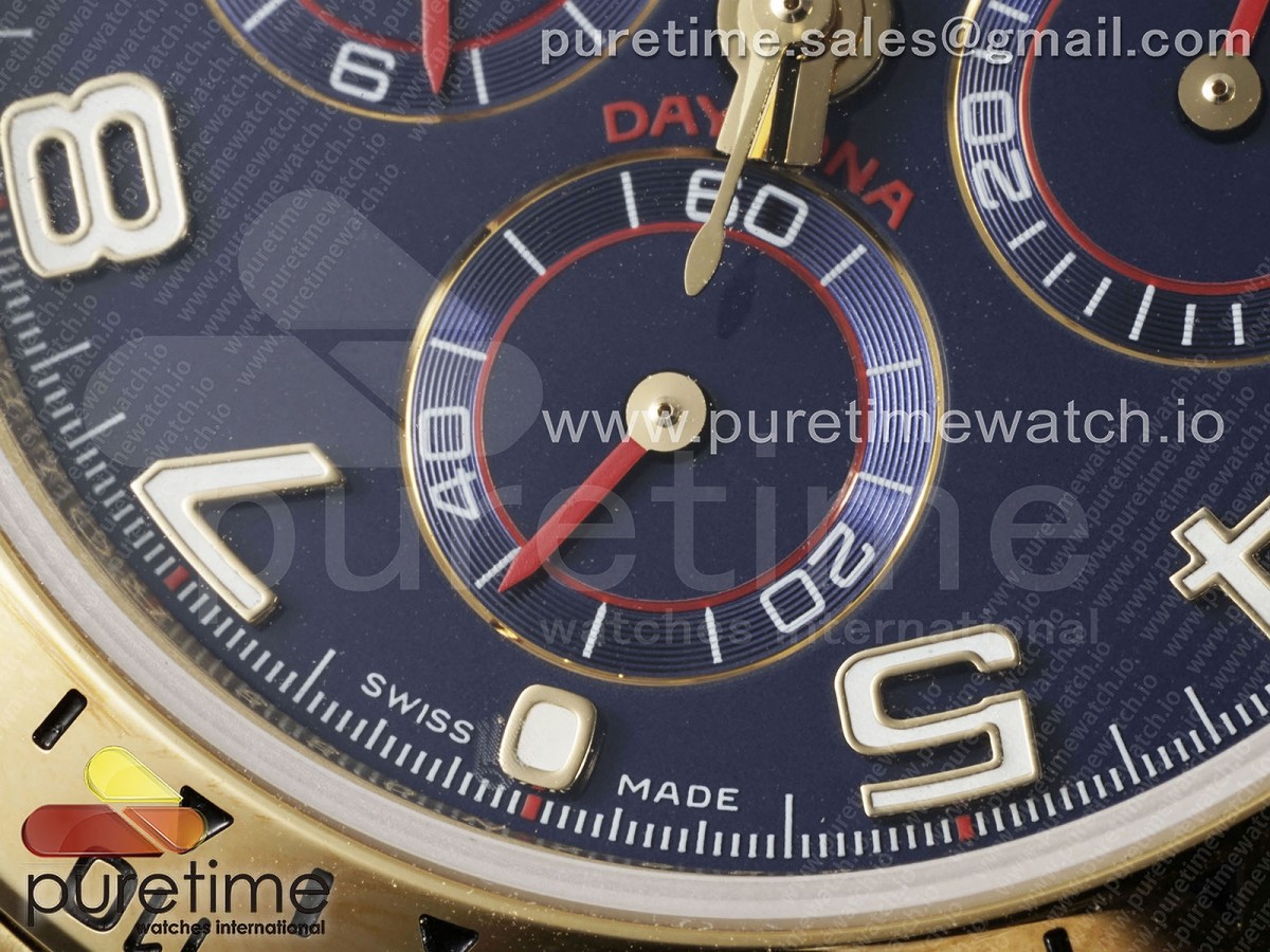 Daytona 116508 YG OMF Best Edition Blue Dial on YG Bracelet A7750 (Slim Movement) - Image 5