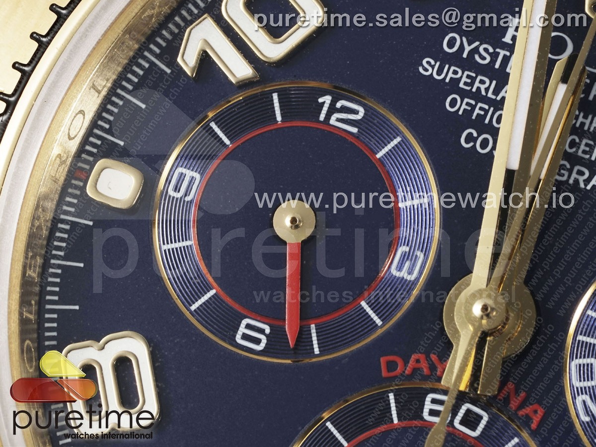 Daytona 116508 YG OMF Best Edition Blue Dial on YG Bracelet A7750 (Slim Movement) - Image 8