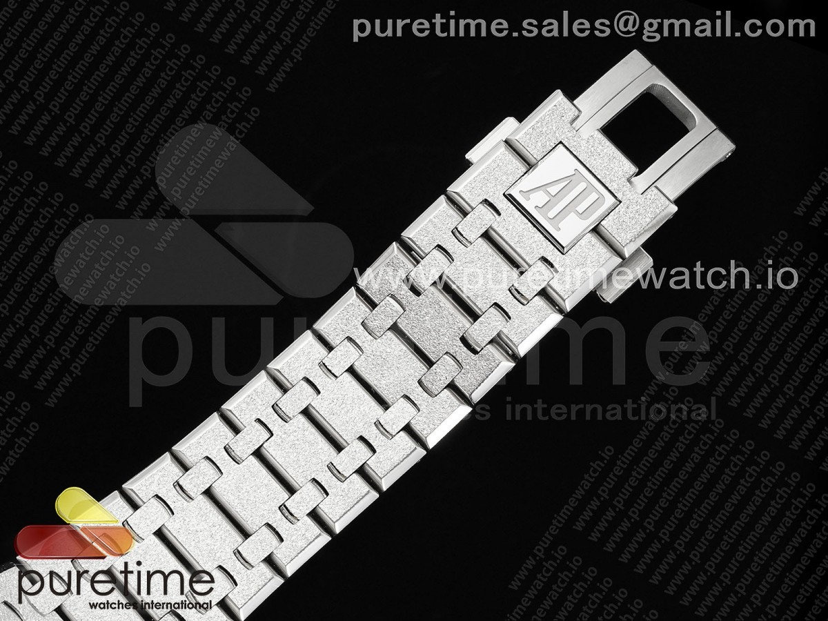 Royal Oak 41mm 15500 Frosted SS APSF 1:1 Best Edition Black Textured Dial on SS Bracelet SA4302 Super Clone - Image 28