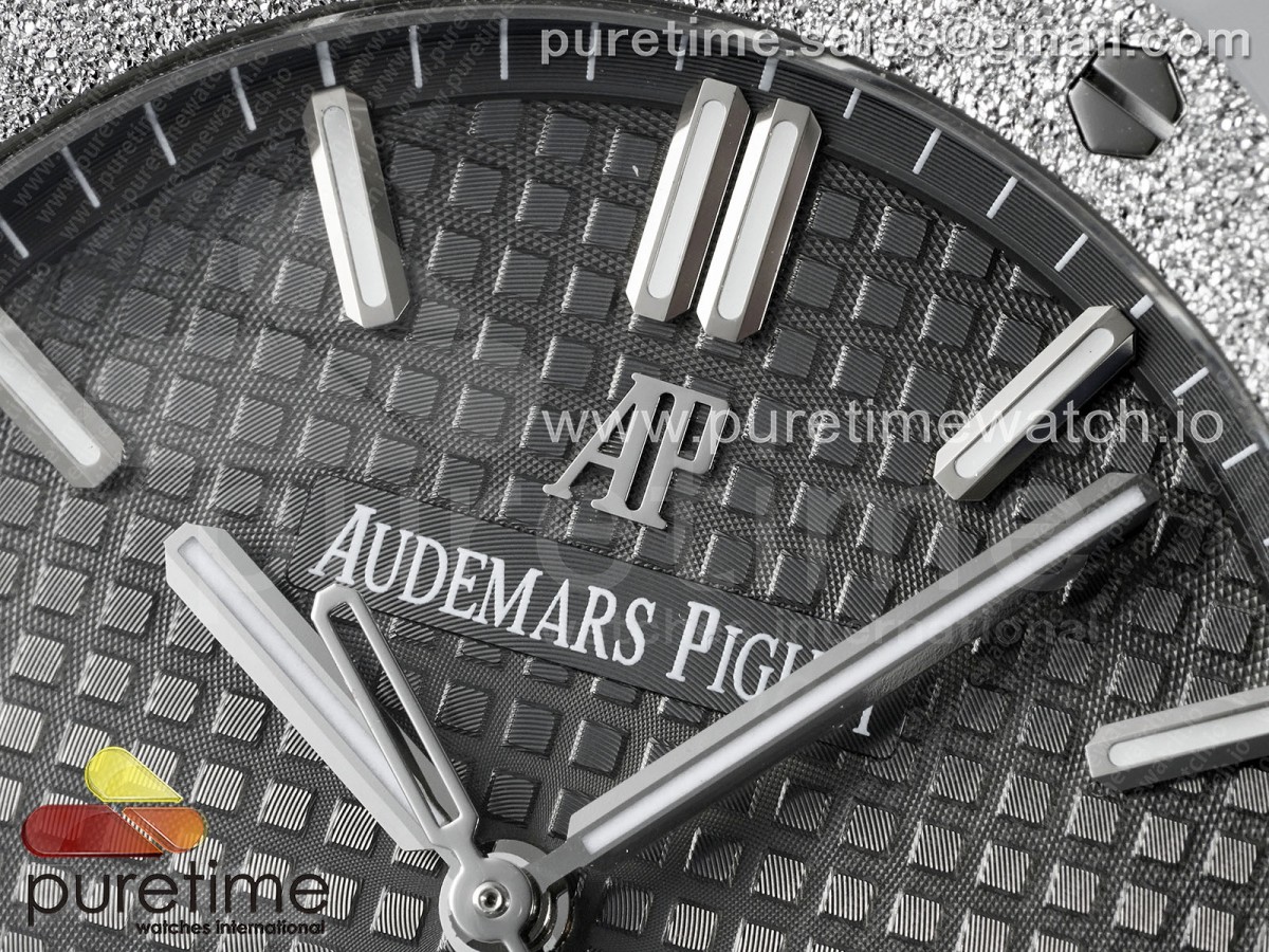 Royal Oak 41mm 15500 Esfera de textura gris de SS APSF congelado en pulsera SS SA4302 - Imagen 5